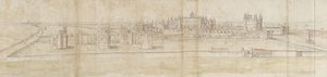 Kuzeyden Hampton Court Palace (siyah tebeşirle soluk işaretler üzerine kalem ve kahverengi mürekkep ve sulu boya) by Anthonis van den Wyngaerde