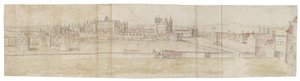 Kuzeyden Hampton Court Palace (siyah tebeşirle soluk işaretler üzerine kalem ve kahverengi mürekkep ve sulu boya) by Anthonis van den Wyngaerde