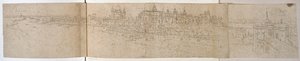 ನದಿಯಿಂದ ಹ್ಯಾಂಪ್ಟನ್ ಕೋರ್ಟ್ ಅರಮನೆ, c.1544 (ಕಾಗದದ ಮೇಲೆ ಪೆನ್ನು ಮತ್ತು ಶಾಯಿ) ಟರ್ಕ್ by Anthonis van den Wyngaerde