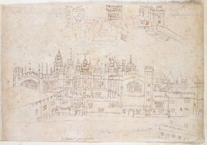 Oatlands Sarayı ve Hampton Court çalışmaları, c.1544 (kağıt üzerinde kalem ve mürekkep) by Anthonis van den Wyngaerde