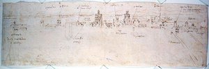 Valencia Çalışması (kağıt üzerinde kalem ve mürekkep) by Anthonis van den Wyngaerde