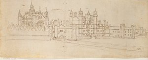 Hampton Court Sarayı Şapeli ve Kapı Evi, c1550-1560 by Anthonis van den Wyngaerde