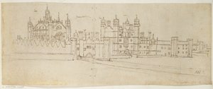 Hampton Court Şapeli ve Kapı Evi, c.1544 (kağıt üzerine kalem ve mürekkep) by Anthonis van den Wyngaerde