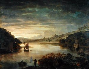 Glamorganshire#39;daki Neath Nehri#39;nden Bir Görünüm (gemide petrol) by Anthony Devis