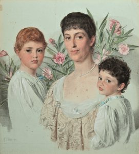 Bir anne ve iki çocuğunun portresi by Anthony Frederick Augustus Sandys