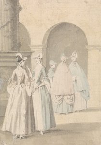 Bir Sütun ve Çarşı Yanındaki Bayanlar by Anthony Highmore