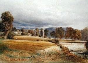 River Wharfe'den Bolton Abbey, South View, 1825 dolayları (kağıt üzerine suluboya) by Anthony Vandyke Copley Fielding