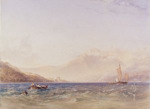 Loch Fyne Başkanı, Dindarra Kalesi ile, 1850 (wc, kağıt üzerinde grafit üzerine gövde rengi)