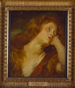 Genç bir kadın, büstü uzunluğu, başını eline dayamış. by Anthony van Dyck