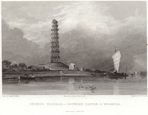 Kanton ve Whampoa arasındaki Çin pagodası by Anthony van Dyck