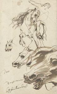 Study of Rider and head of a Horse, 1620-1 (pen and wc on paper) by Anthony van Dyck