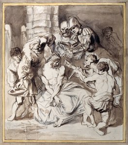 Mesih'in Alaycılığı (kağıt üzerinde tebeşir üzerine yıkamalı kalem ve mürekkep) by Anthony van Dyck