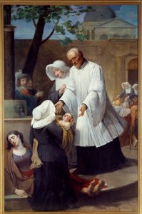Pestisitlerle ilgilenen Saint Vincent de Paul (1581 - 1660) (St Vincent de Paul, Plague Ridden