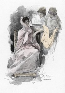 Odyssee d'Homere: Penelope ve takipçileri (Odysseia by Homer: Penelope and her uşaklar) Yunan şair Homere'nin “Odyssee” için Antoine Calbet (1860-1944) çizimi (Homer tarafından Odyssey) 1897 Özel koleksiyon by Antoine Calbet