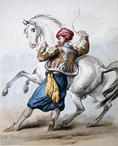 Bir Pers, bir Fransız Atını (lito) alt etmeye çalışıyor by Antoine Charles Horace Vernet