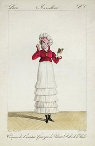 Levanten şapkalı, katmanlı etekli ve kadife ceketli bir bayan, Georges Jacques Gatin (1773-1831) tarafından 1797