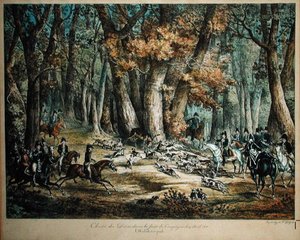 1818ರ ಏಪ್ರಿಲ್ 27, 1818ರ ತುರ್ಕಿನ ಕಂಪಿಗ್ನೆಯಲ್ಲಿನ ಕಾಡಿನಲ್ಲಿ ಜಿಂಕೆಗಳನ್ನು ಬೇಟೆಯಾಡುವುದು by Antoine Charles Horace Vernet