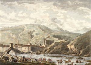 Millesimo Muharebesi, 25 Germinal, 4. Yıl (Nisan 1796), Jean Duplessi-Bertaux (1747-1819) (aquatint) tarafından gravür by Antoine Charles Horace Vernet