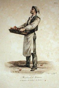 François Seraphin Delpech (1778-1825) tarafından kazınmış The Cries of Paris serisinden 1 numara Pasta Satıcısı by Antoine Charles Horace Vernet