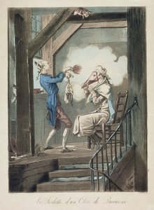 Bir Avukat Katibinin Tuvaleti, Philibert Louis Debucourt (1755-1832) tarafından oyulmuş by Antoine Charles Horace Vernet