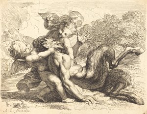 Putti tarafından Pan Overcome by Antoine Coypel