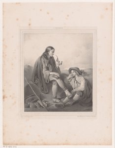 Peyzajda pipo içen adam ve çocuk by Antoine Franciscus Cornelis Hoffmann