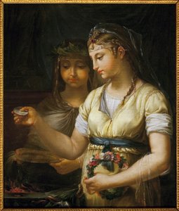 İki vestal bir kurban hazırlıyor. Antoine Francois (Antoine-Francois) Callet (1741-1823) Tarafından Tablo, Tuval Üzerine Yağlıboya by Antoine François Callet