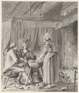 Bir Kır Kulübesinde Öğle Yemeği Zarif Çift by Antoine François Sergent