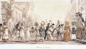 Karnaval kostümleri, Antoine-Jean-Baptiste Thomas (1791-1833), sulu boya. İtalya