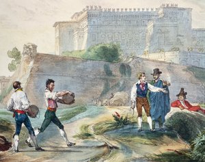 Ruzzica çalmak, Antoine Jean-Baptiste Thomas (1791-1834), Roma ve çevresinde bir yıldan renkli litografi