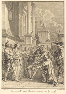 Öyleyse, gerçek Hıristiyanlar bu kadar çok erdeme sahip olacaklardı! by Antoine Jean Duclos after Hubert François Gravelot