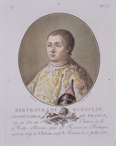 Bertrand du Guesclin'in portresi (1311-80), Fransa'nın Yüksek Constable'ı, Leon Roger tarafından oyulmuş, 1786