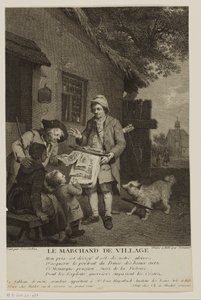 Bir köyde gezici matbaacı Le Marchand de Village (nesne üzerindeki başlık) by Antoine Louis Romanet
