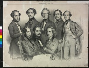 Ünlü piyanist grubu (litografi)