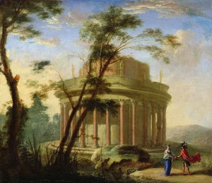 Antik bir tapınak ile manzara (resim) by Antoine Pierre the Younger Patel