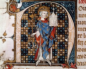 Saint Louis'in (veya Louis IX'un) ayaklarındaki portre