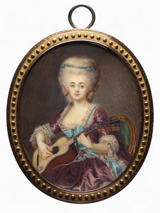 Louise DAumont adında gitarlı bir kadının portresi, Mazarin..., 18. yüzyılın sonları.