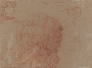 Şekil Eskizleri ve Oyulmuş Bir Kafadan Sonra Bir Kopya [verso] by Antoine Watteau