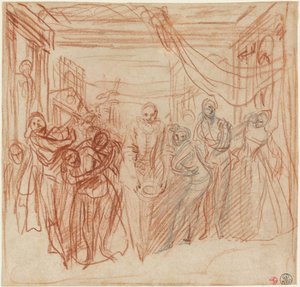 Yaylarını Çeken İtalyan Komedyenler by Antoine Watteau