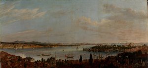 Panoramik İstanbul Manzarası, 18. Yüzyılın İkinci Yarısı. by Antoine de Favray