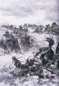 The Illustrated History of the World War 1914-1915 pub'ından Praszysz'deki 14. Rus Süvari Tugayı'nın yenilgisi. tarafından Union Berlagsefellfchaft by Anton Hoffman