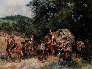 Kamp Takipçileri, c.1900 (tuval üzerine yağlı boya) by Anton Hoffmann
