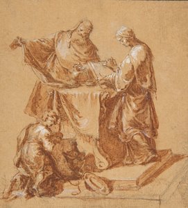 Bir Baş Rahip, Peygamber Anna ve Bir Masanın Etrafında Diz çökmüş bir Çocuk, 1745.
