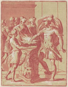 Mucius Scaevola Elini Ateşe Atıyor by Anton Maria Zanetti I after Parmigianino