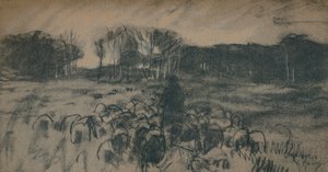 Bir çoban ve sürüsünün bir taslağı, 19. yüzyıl by Anton Mauve