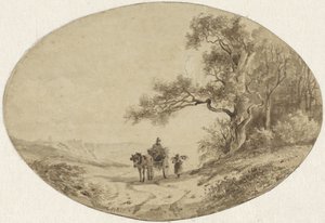 Yolda at ve araba ile odun toplayıcı by Anton Mauve