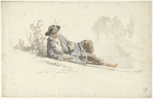 Adam yerde yatıyor, dinleniyor by Anton Mauve