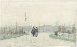 Yeni düzenlenmiş bir parkta yaşlı çift by Anton Mauve