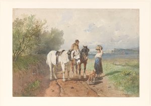 Köy yolunda sohbet edin by Anton Mauve