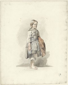 Kolunun altında sürahi ve pelerin ile duran kız by Anton Mauve